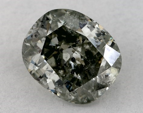 GIA 0.72 Carat Fancy Gray Green-CO Cushion Modified Cut Diamond